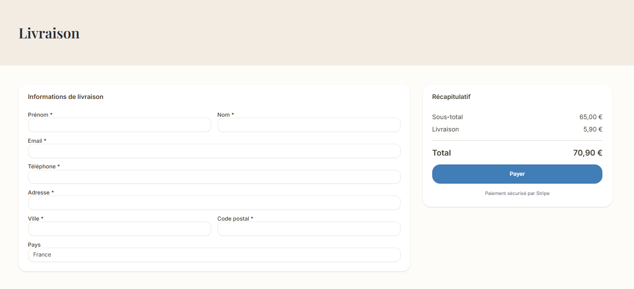 Page de commande Sowellbe