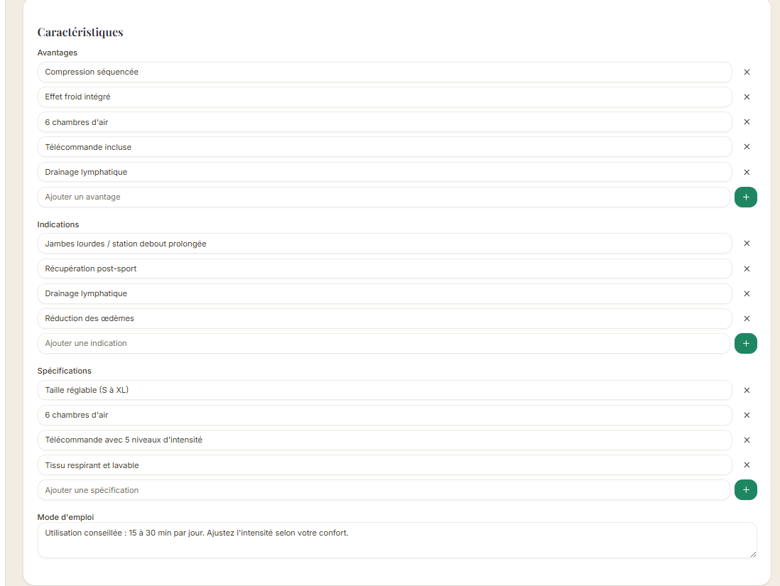 Caractéristiques produit Sowellbe