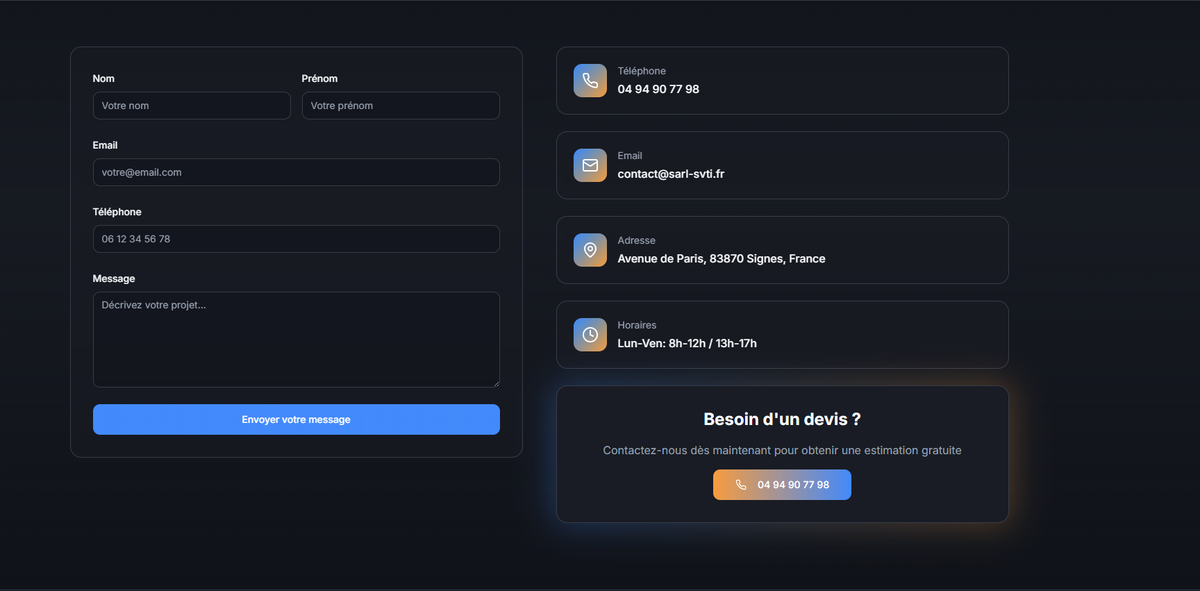 Page de contact SVTI