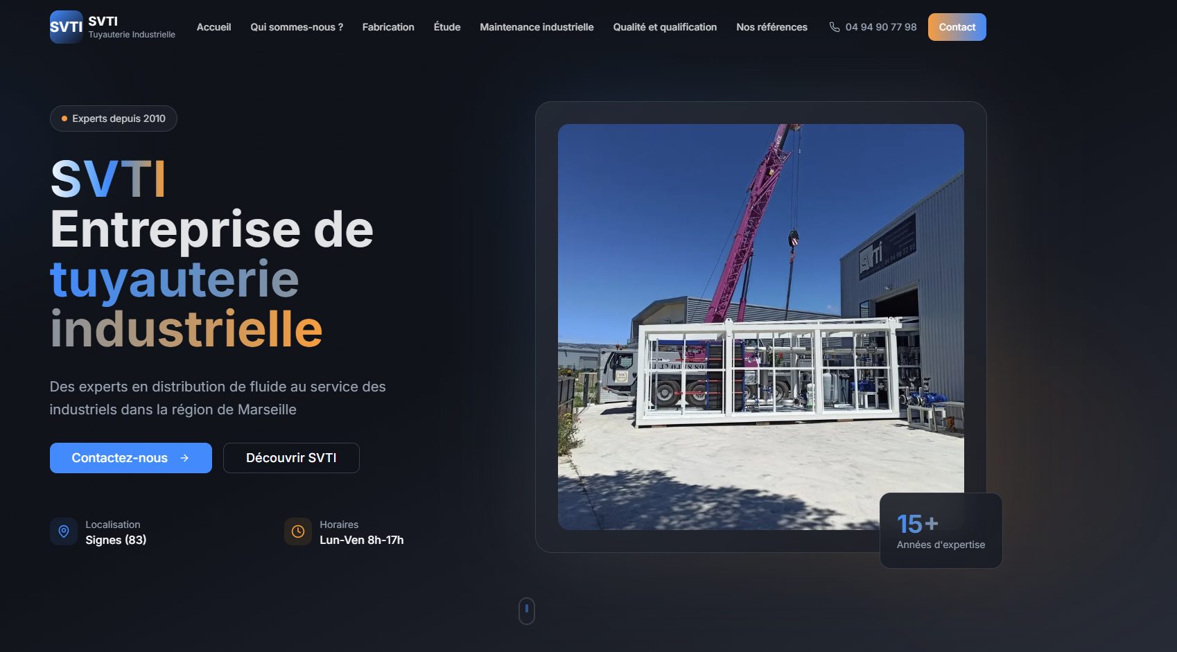 Page d'accueil SVTI - Entreprise de tuyauterie industrielle